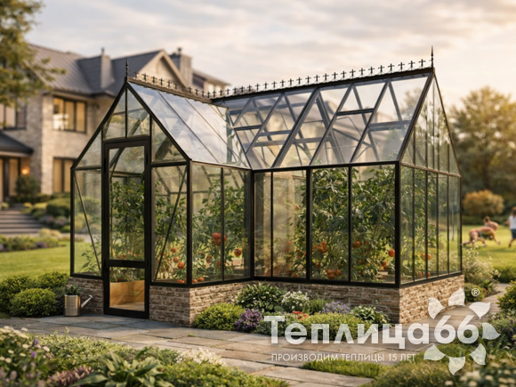 Теплица botanik T Style 45 Standard с тамбуром Mini, под стекло, ширина 2,1 м